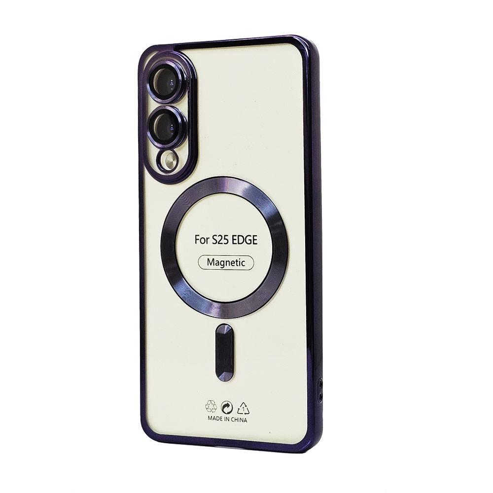 Purple Chrome Magnetic MagSafe TPU Case with Camera Protection for Samsung S25 Edge image