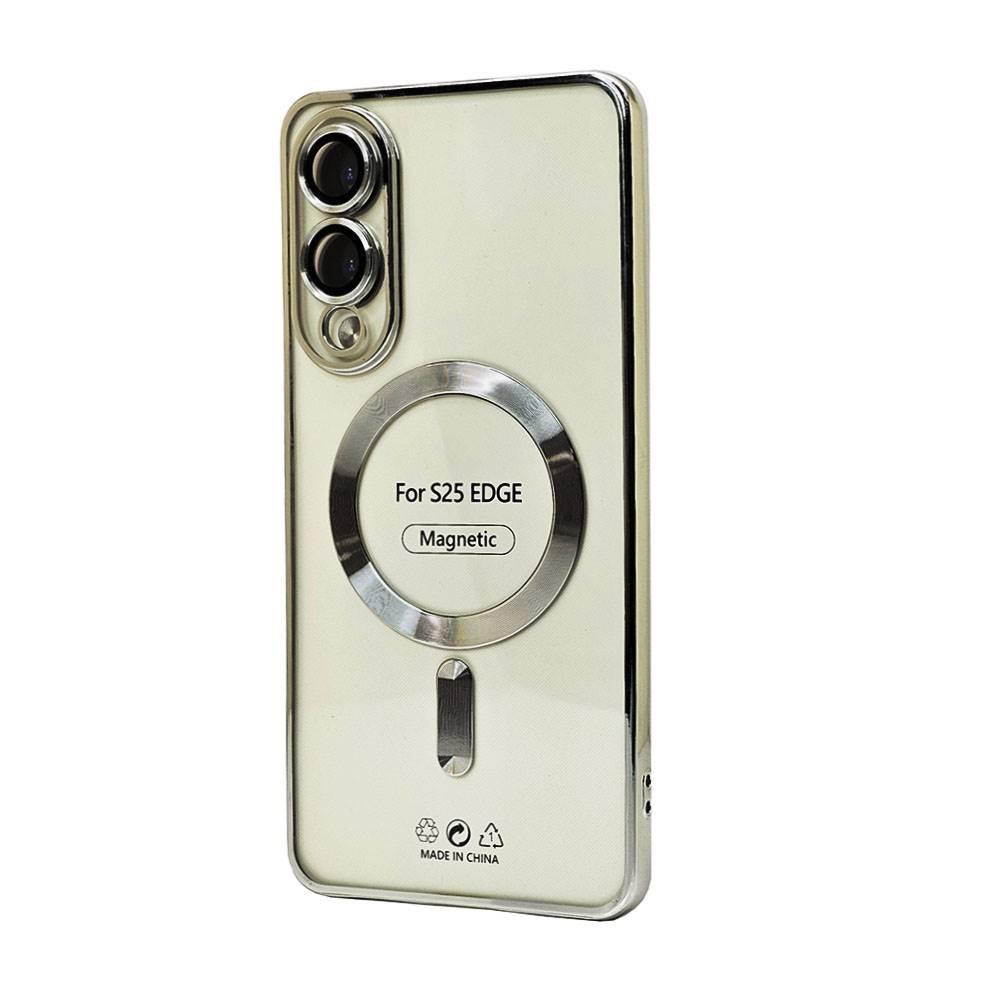 Magnetic MagSafe TPU Clear Case with Camera Protection for Galaxy S25 Edge - Silver image