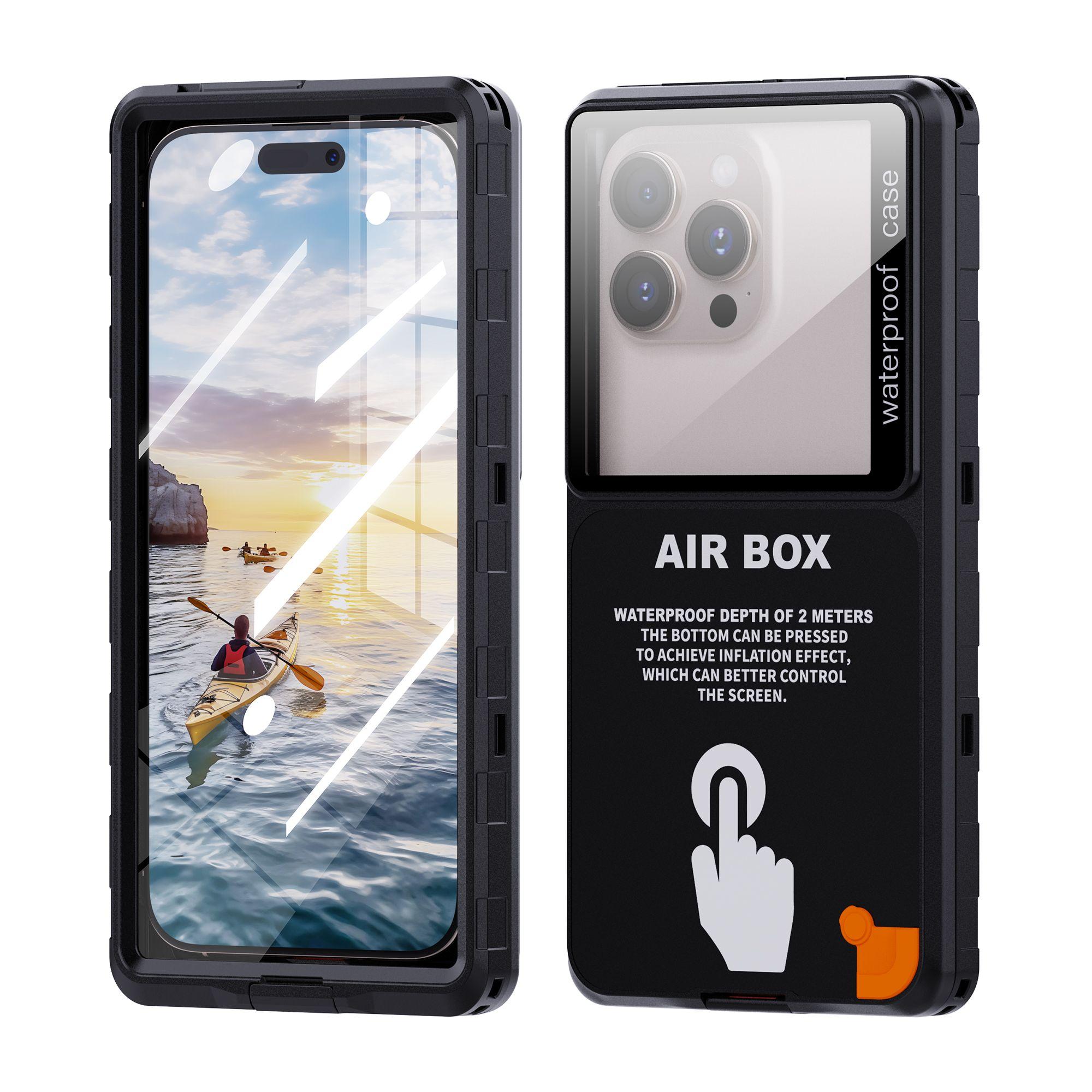 XXL Waterproof Phone Case with Lanyard - Clear View Full Protection Case for Photos (Black) image