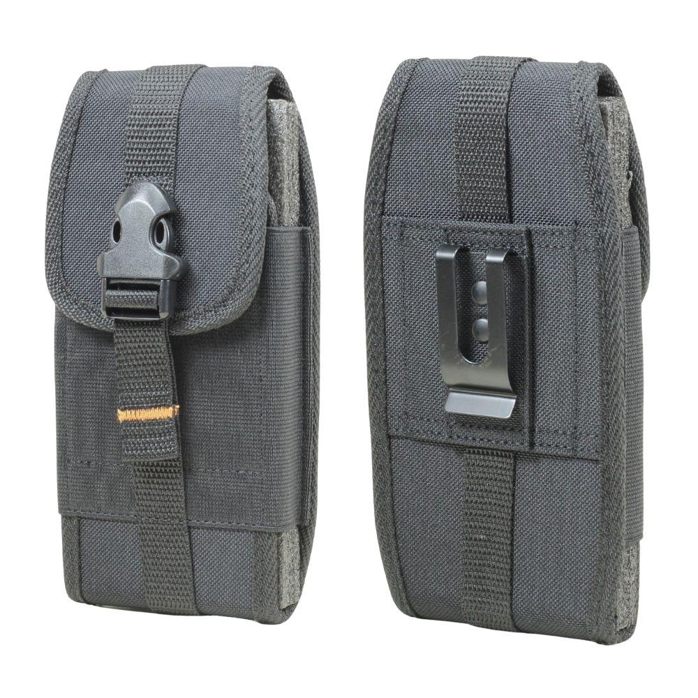 Nylon Cell Phone Belt Clip Pouch with Card Pocket - Double Buckle Closure, Black image