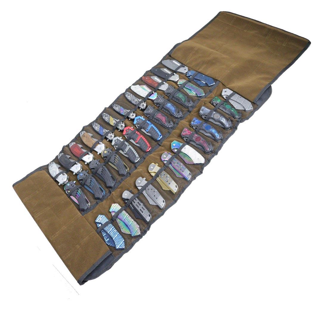 Defender 34 Inch Knife Holder Mesh Pockets Canvas Knives Roll Storage Bag 36pc Max