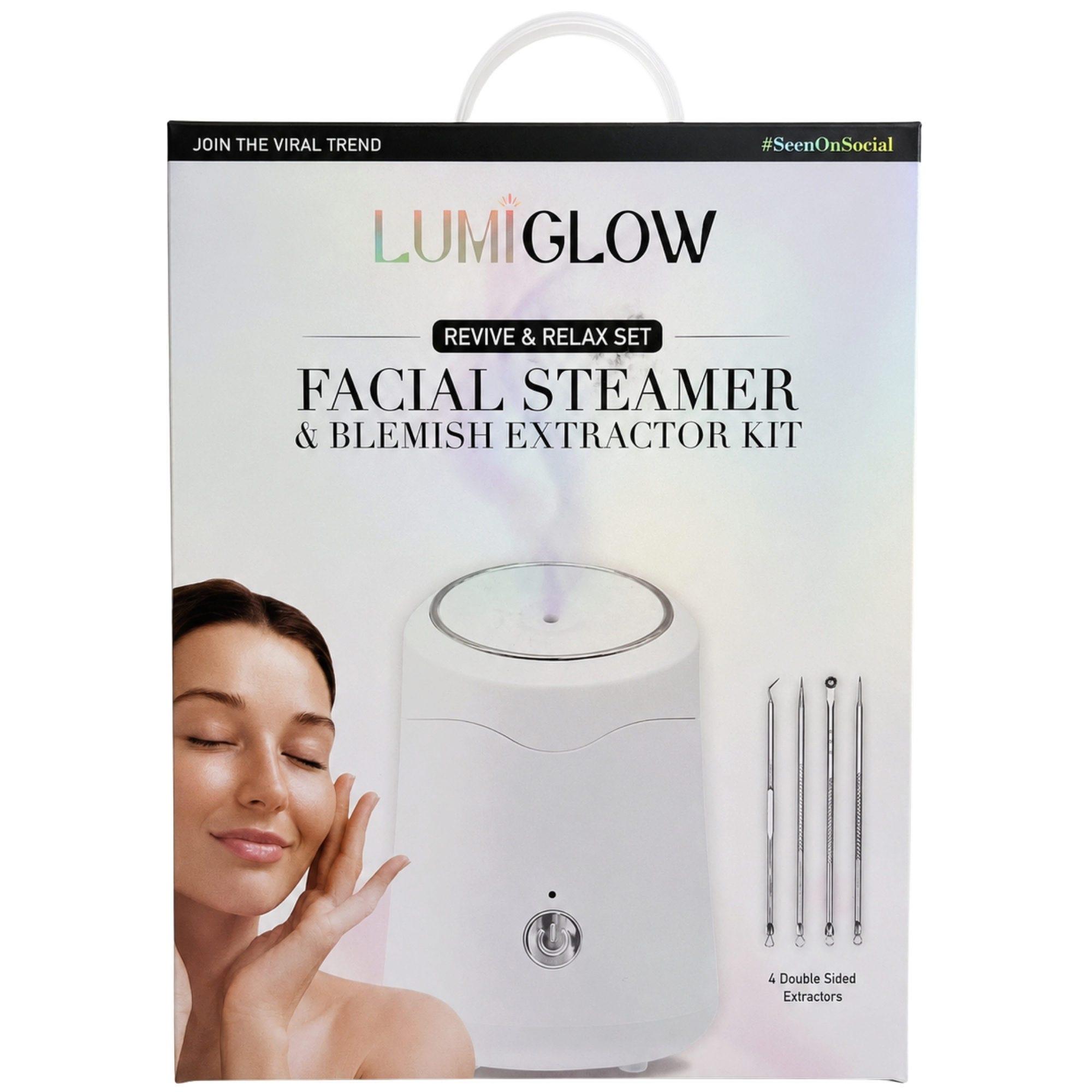 LumiGlow Facial Steamer & 4-Piece Extractor Tool Set image