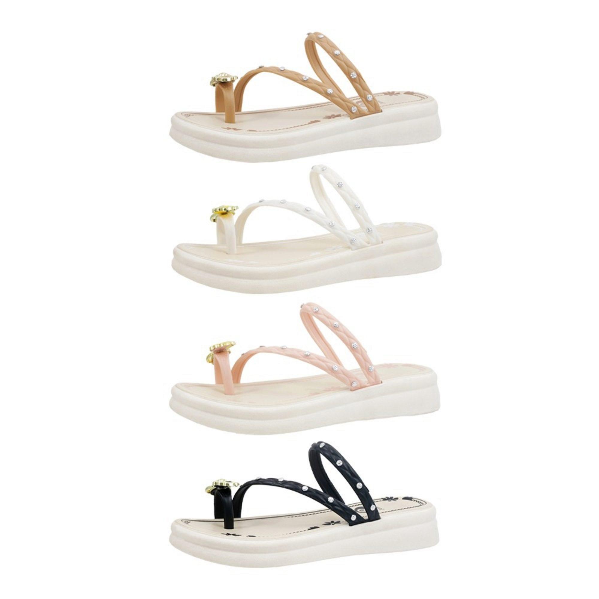 Women's Braided Jewel Accent Toe Loop Sandals in Assorted Colors Size 6-10 image