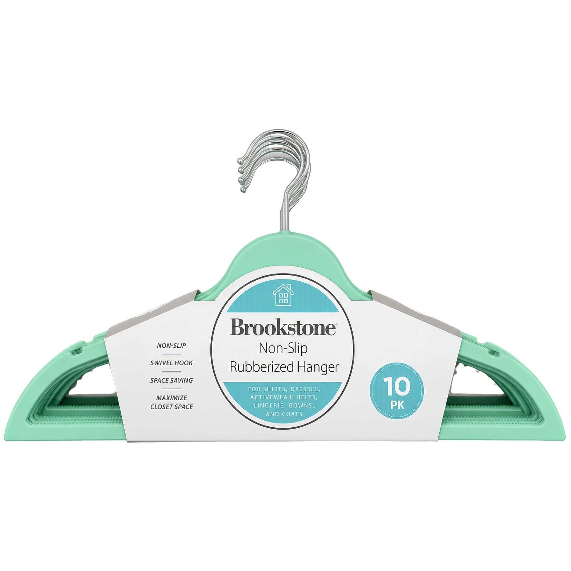 Brookstone 10 Pack Non-Slip Rubberized Hangers in Seafoam Green