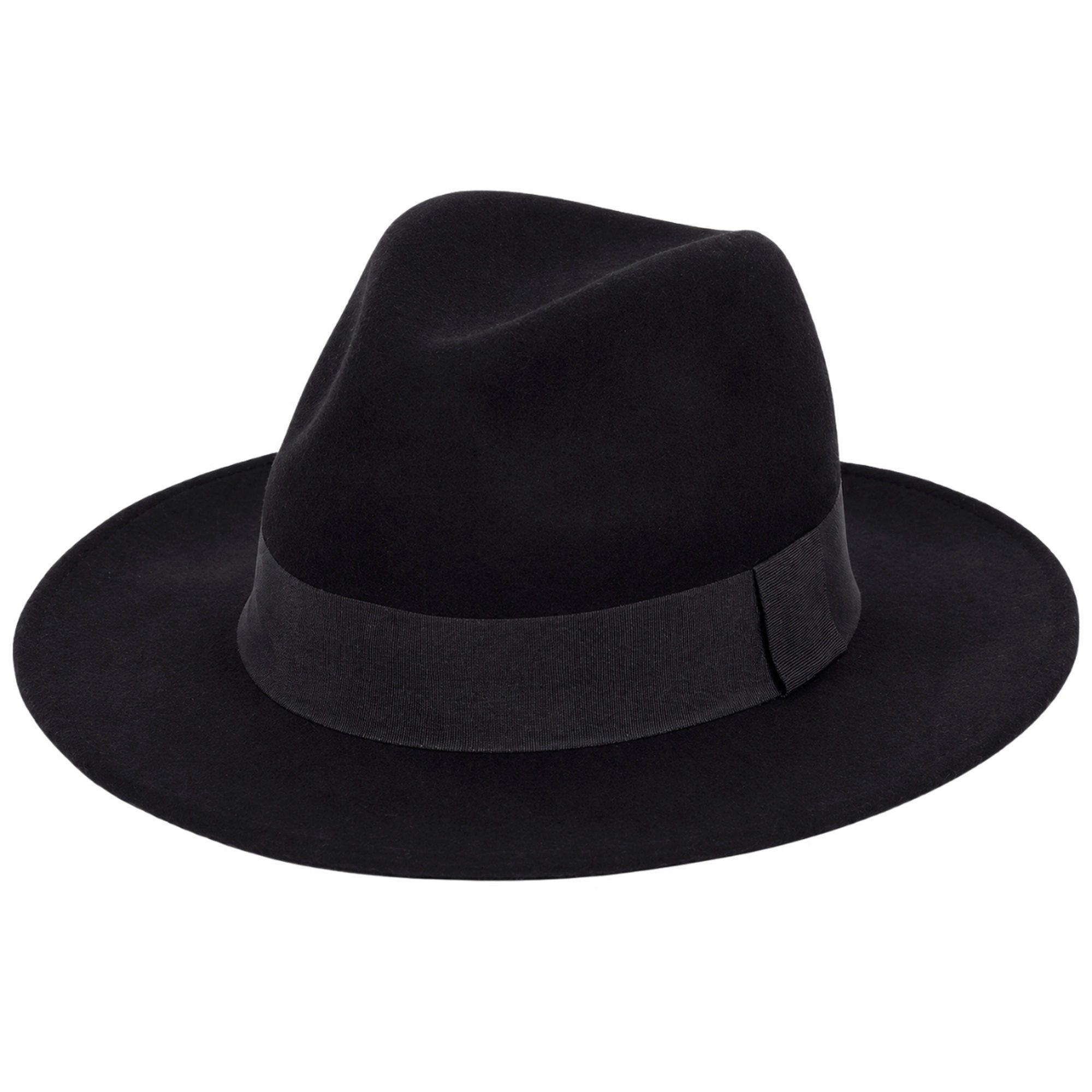 Black Wide Brim Fedora in Size L/XL image