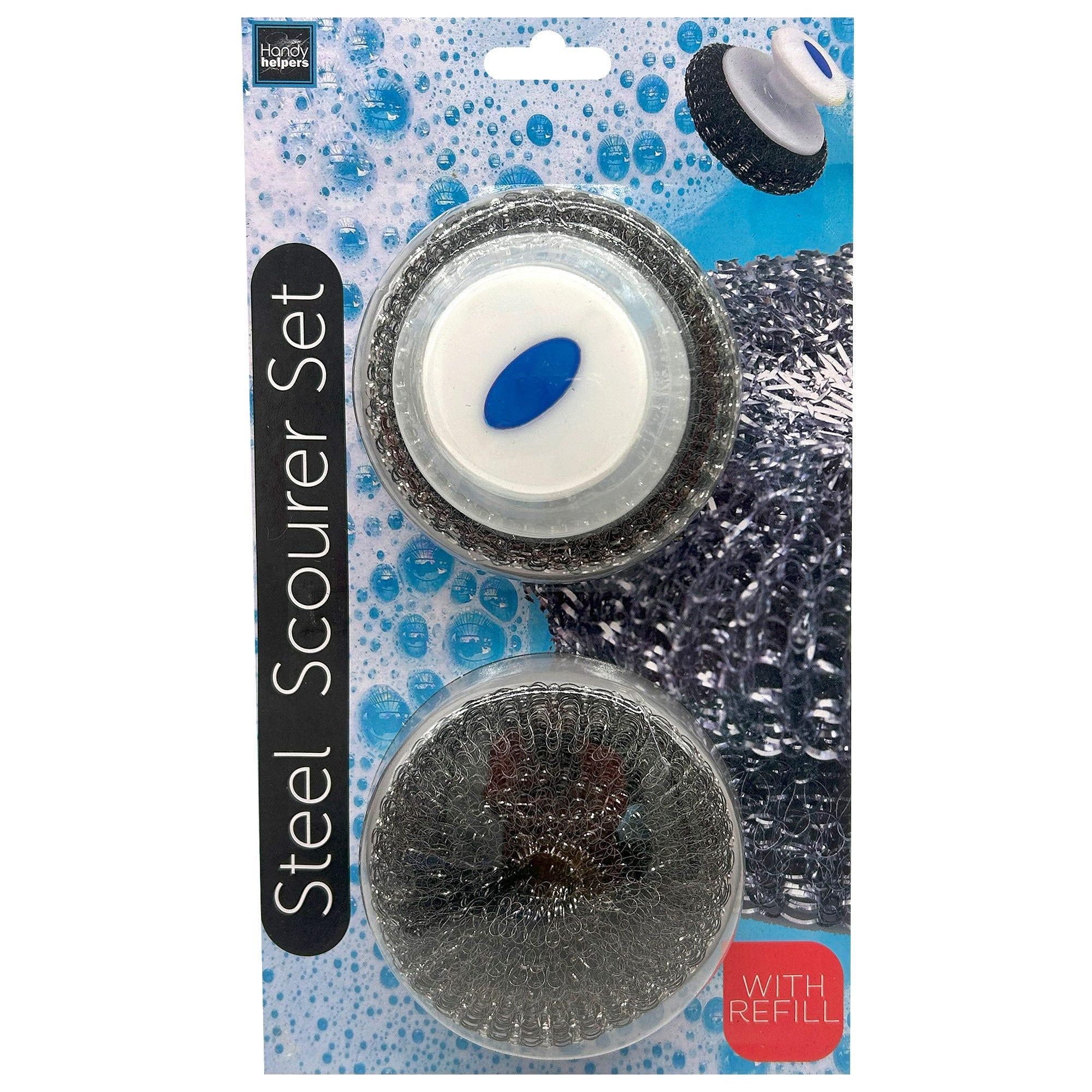 3 Piece Stainless Steel Scourer with Handle and Refill Set image