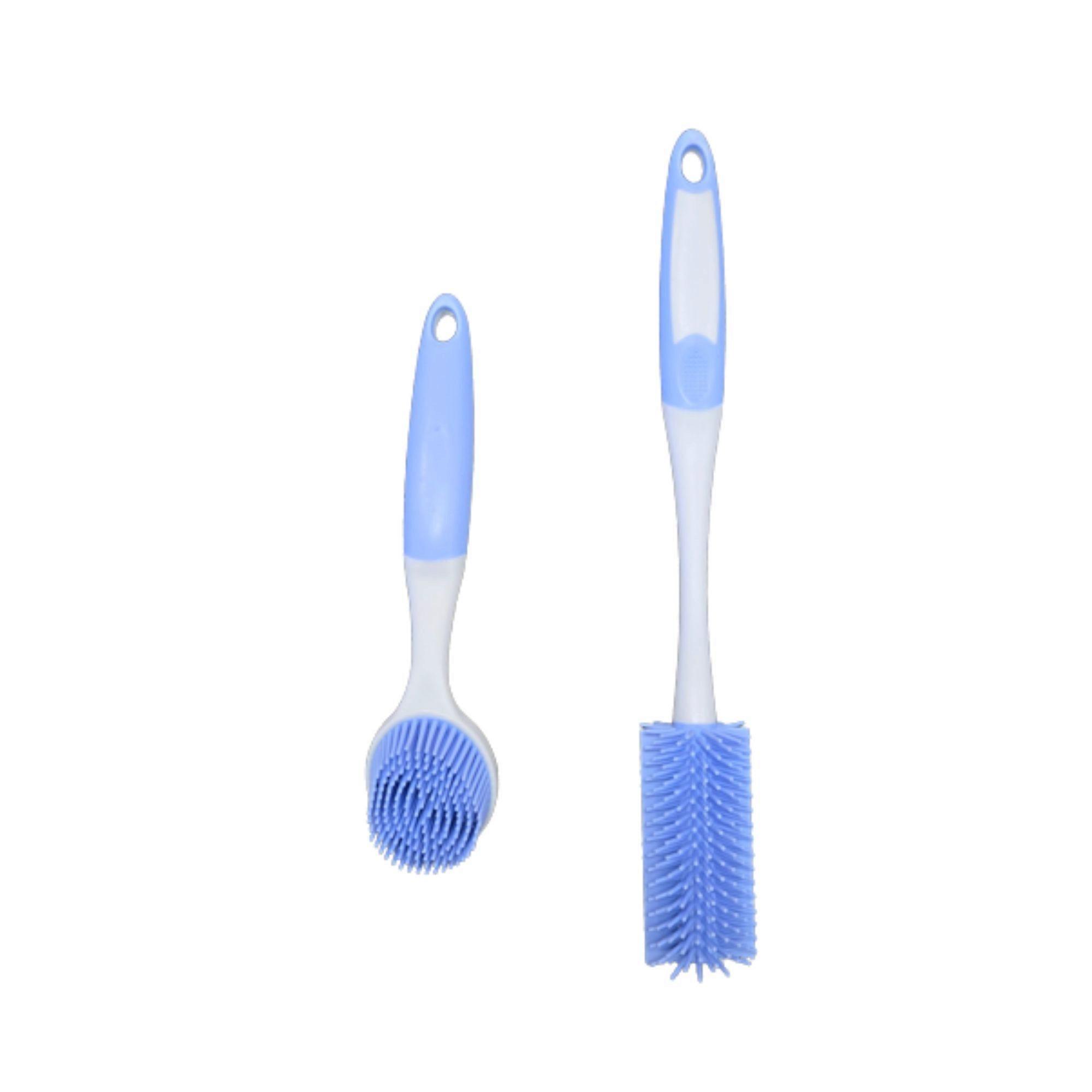 2 Piece Silicone Kitchen Cleaning Brush Set with Long Handles image