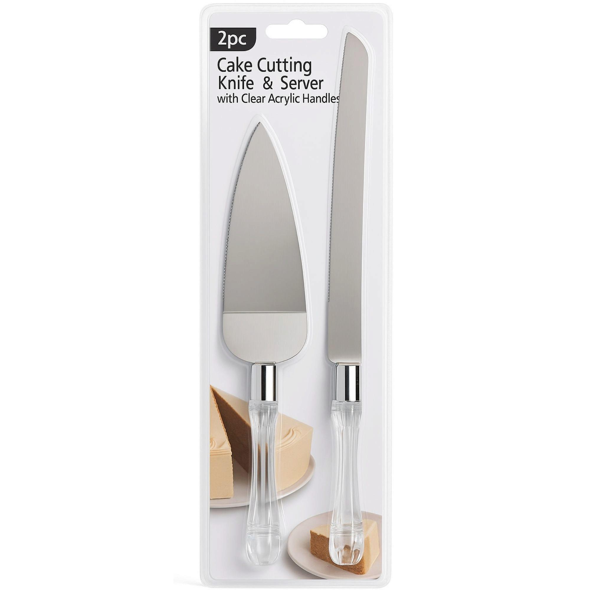 2 Piece Cake Cutting Knife and Server with Clear Acrylic Handles image