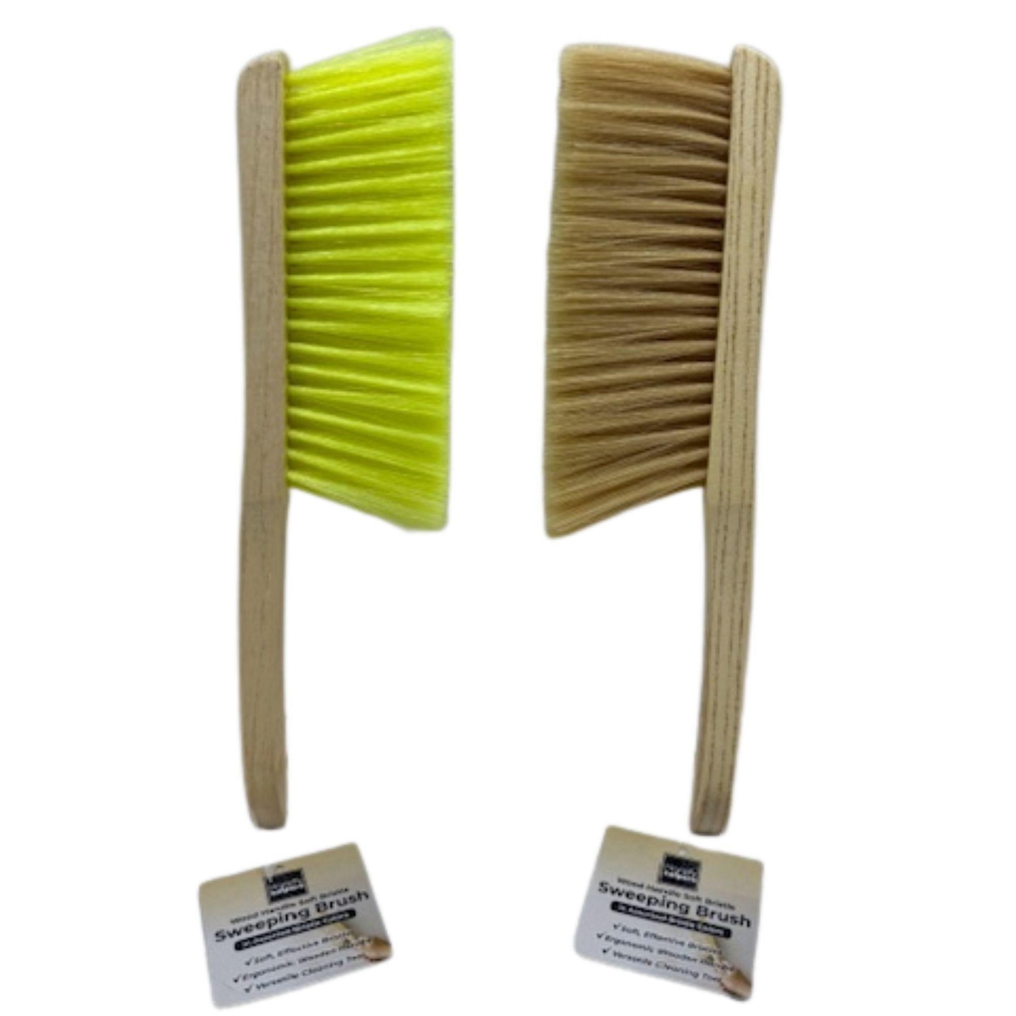 12" Wood Handle Soft Bristle Sweeping Brush in Assorted Bristle Colors image