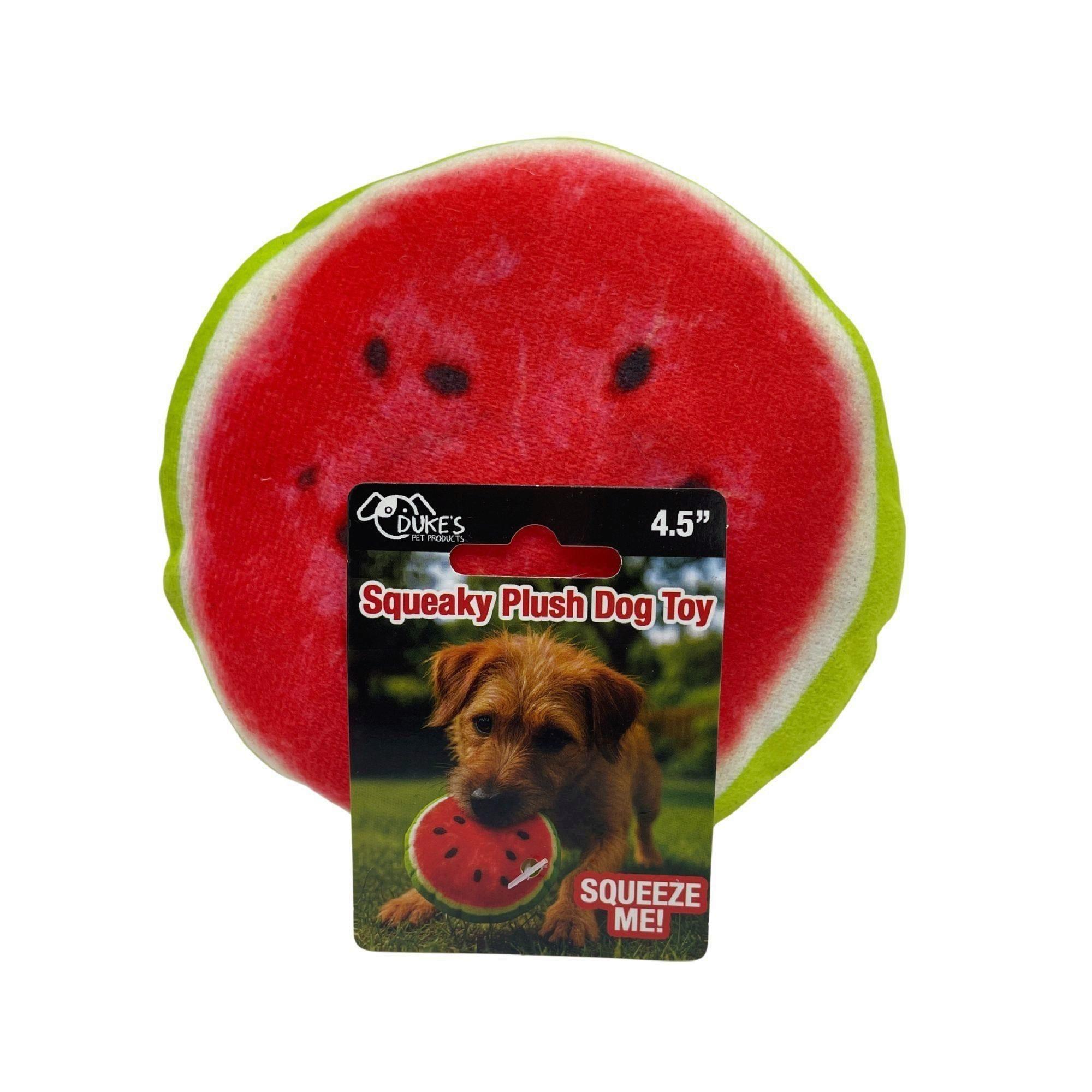 4.5" Watermelon Print Squeaky Plush Dog Toy image