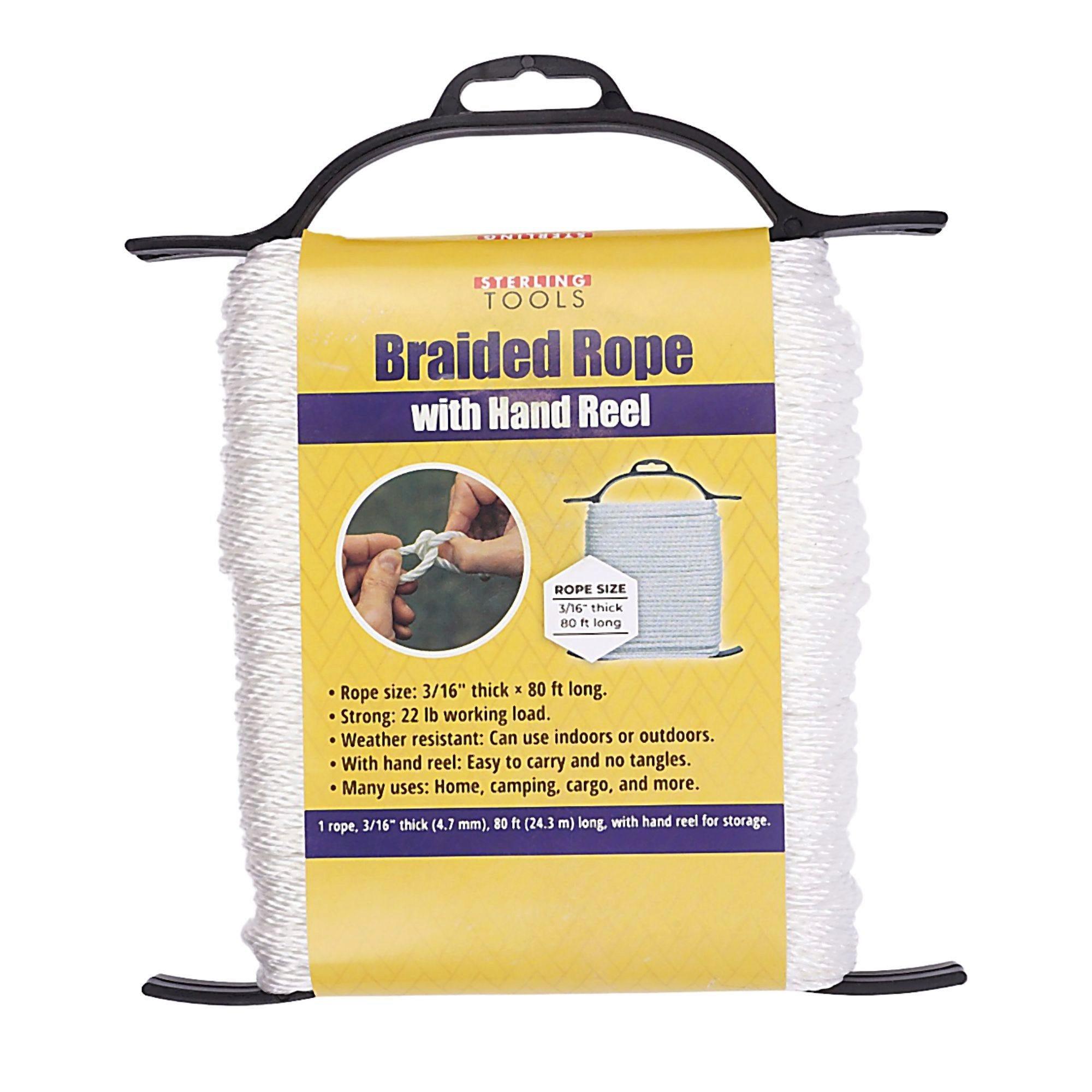 80' Braided Utility Rope with Hand Reel 3/16in Thick 22lb Capacity image