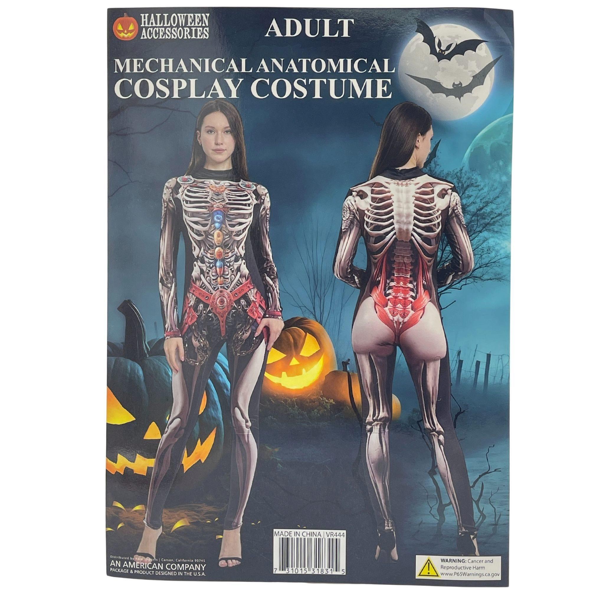 Women's Mechanical Anatomical Print Skeleton Bodysuit Halloween Costume image