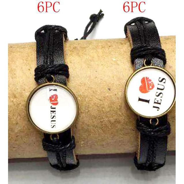 "I Love Jesus" Faux Leather Bracelets - Two Styles image