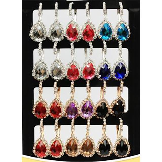 Water Drop Gem & Rhinestone Fashion Earrings - Assorted image