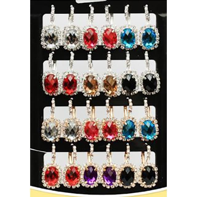 Oval Gem & Rhinestone Fashion Earrings - Assorted image