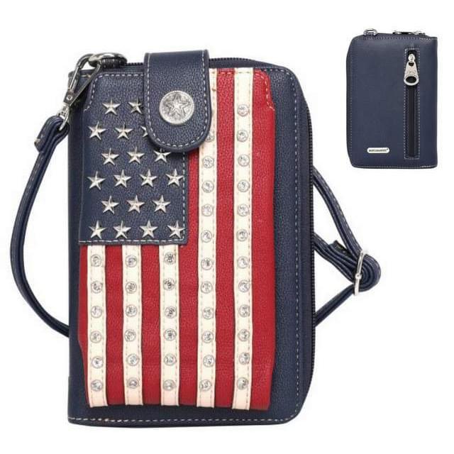 Montana West Western American Pride Phone Case Crossbody Wallet - Navy image