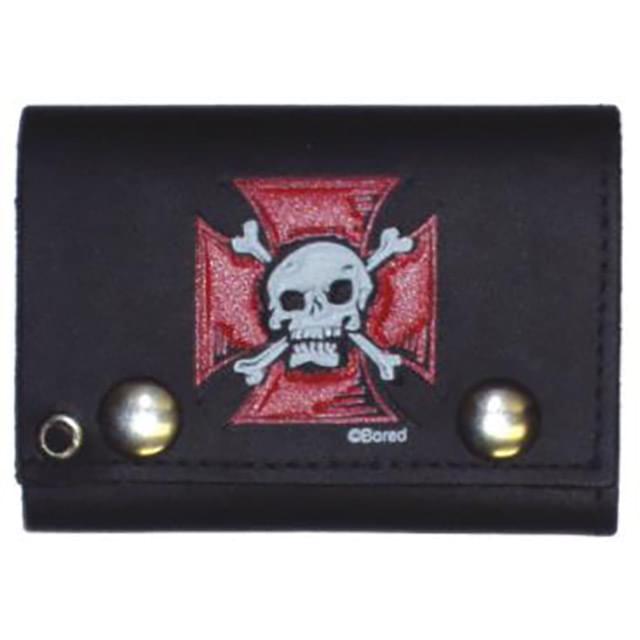 Wholesale Cross with Skull with Crossbones Trifold Wallet