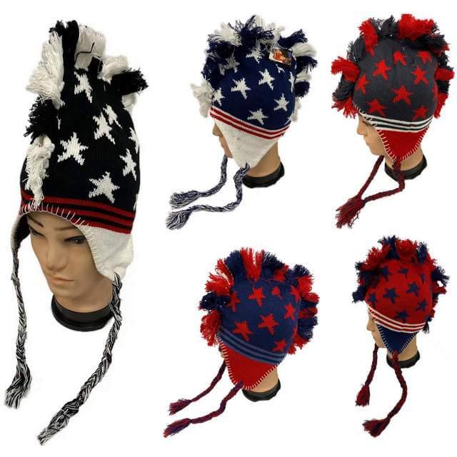 USA Flag Style Mohawk Winter Hats With Ear Flaps image