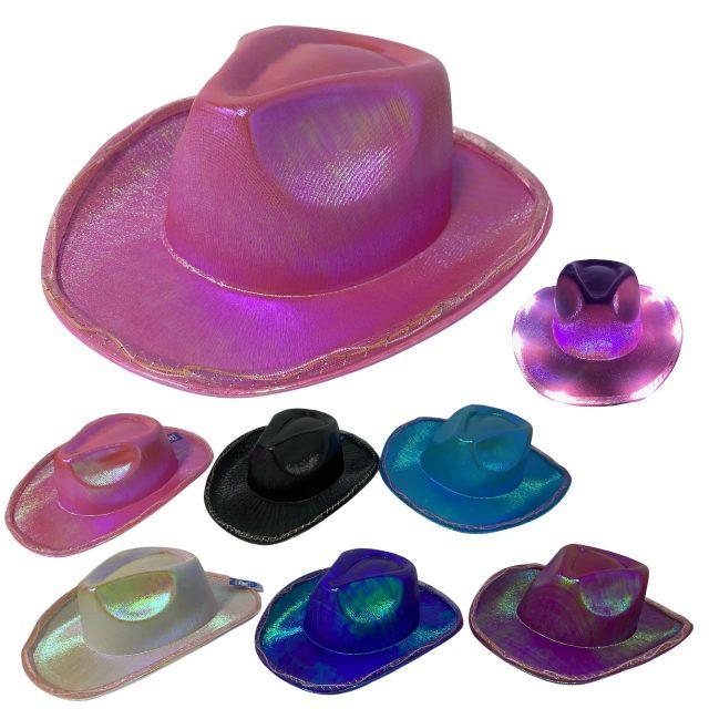 Light-Up Iridescent Metallic Cowboy Hats image