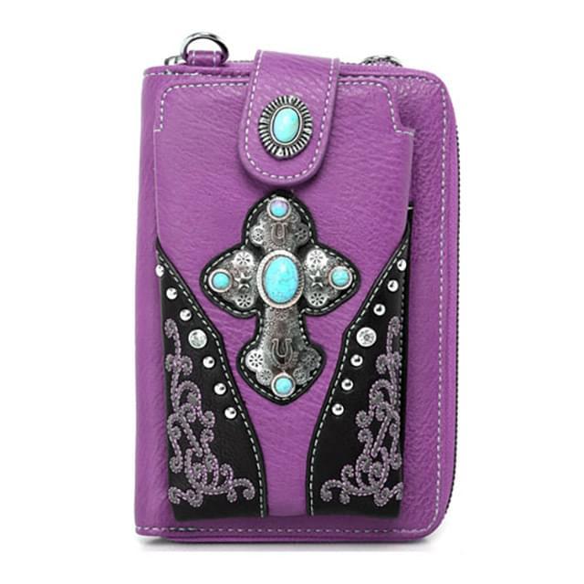 American Bling Cross Design Collection Phone Wallet/Crossbody - Purple image