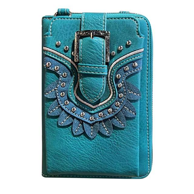 Montana West American Bling Phone Wallet Crossbody - Turquoise image