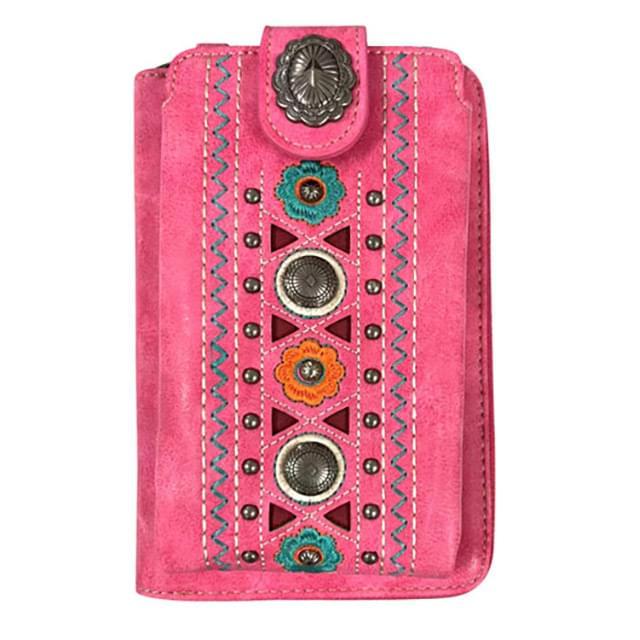 Montana West Embroidered Collection Crossbody Phone Wallet - Pink image
