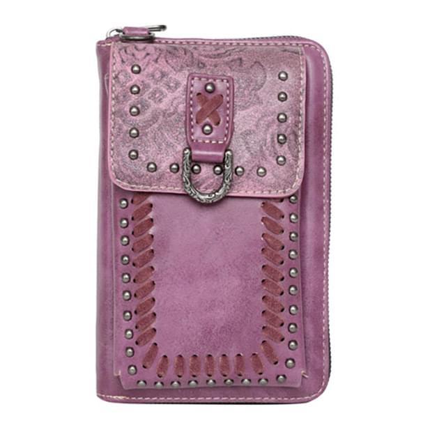 Montana West American Bling Crossbody Wallet Purse - Purple image