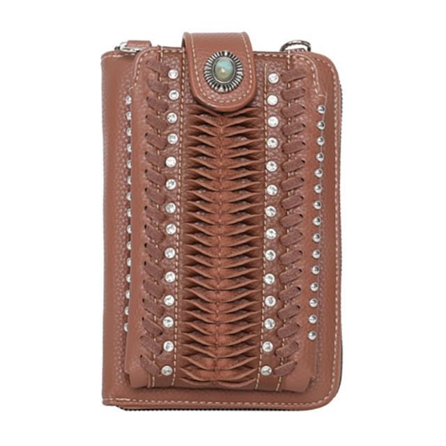 Montana West American Bling Crossbody Wallet Purse - Brown image