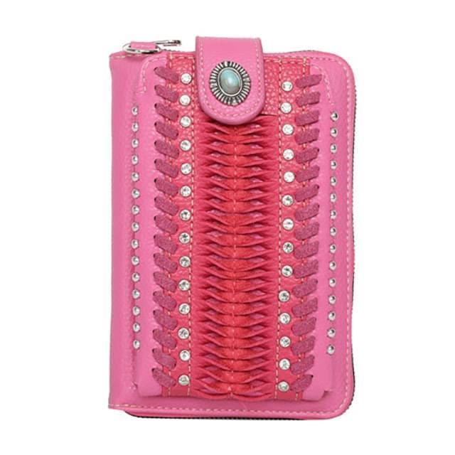 Montana West American Bling Crossbody Wallet Purse - Pink image