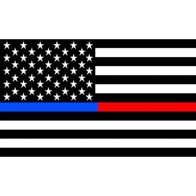 Thin Red & Blue Line USA Flags - 3' x 5' image