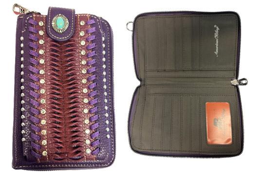 Montana West American Bling Zippered Crossbody Wallet - Purple image