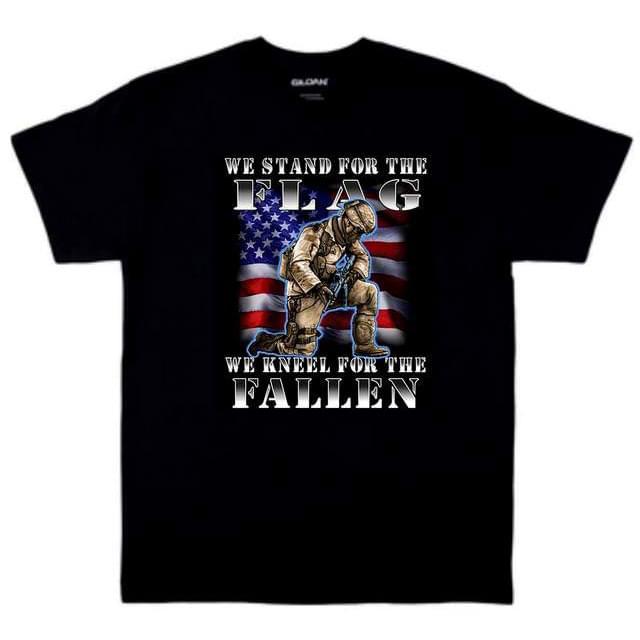 "We Stand For The Flag - We Kneel For The Fallen" T-Shirts - Black XXL image