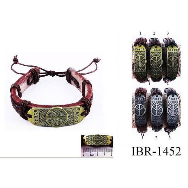 Peace Sign Faux Leather Bracelets - Assorted image