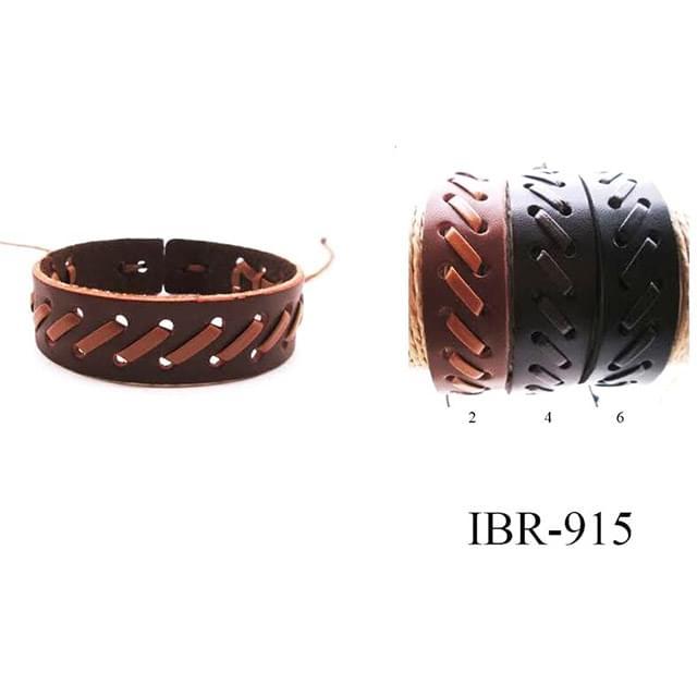 Faux Leather Braided Bracelets - Black & Brown image