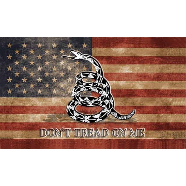 "Don't Tread On Me" Antique USA Flag - 3' x 5'