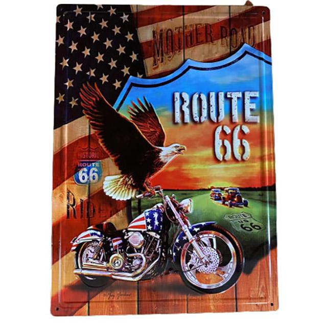 Route 66 Retro Biker Tin Signs image