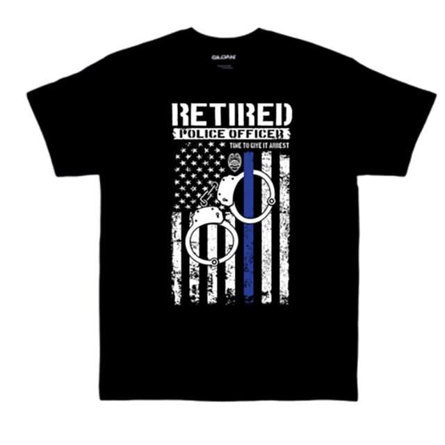 Retired Police Officer T-Shirts - Black XXXL image
