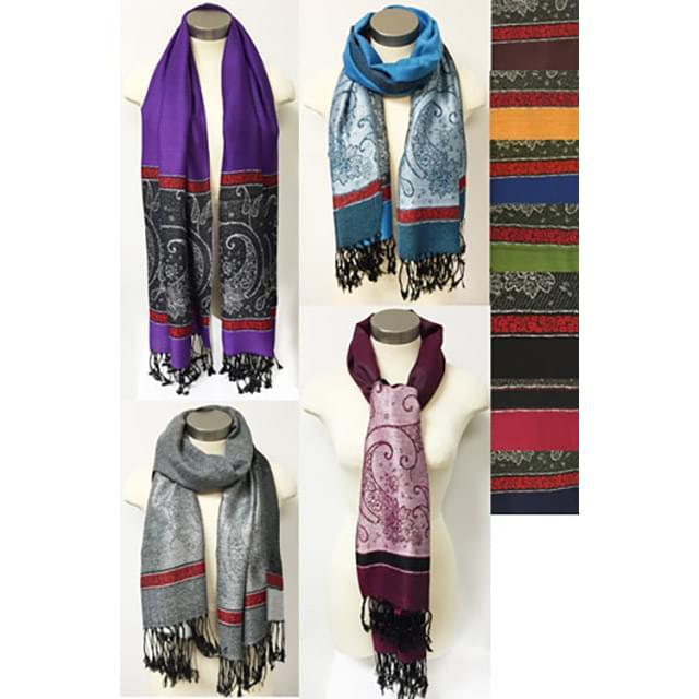 Sectional Silver Lined Pashmina Scarves - Assorted image