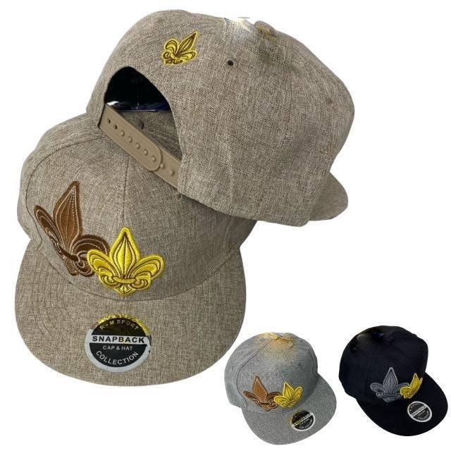 Fleur De Lis Snapback Flat Bill Tweed Hats - Assorted Colors image