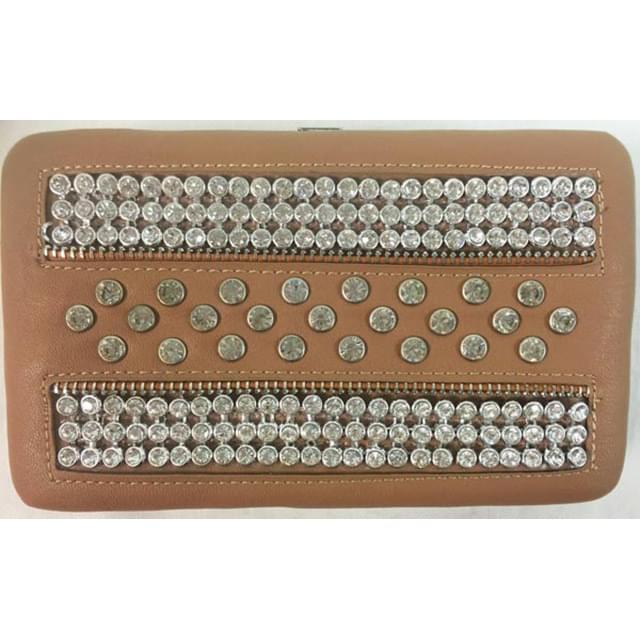 Rhinestone Fashion Wallet - Light Brown image