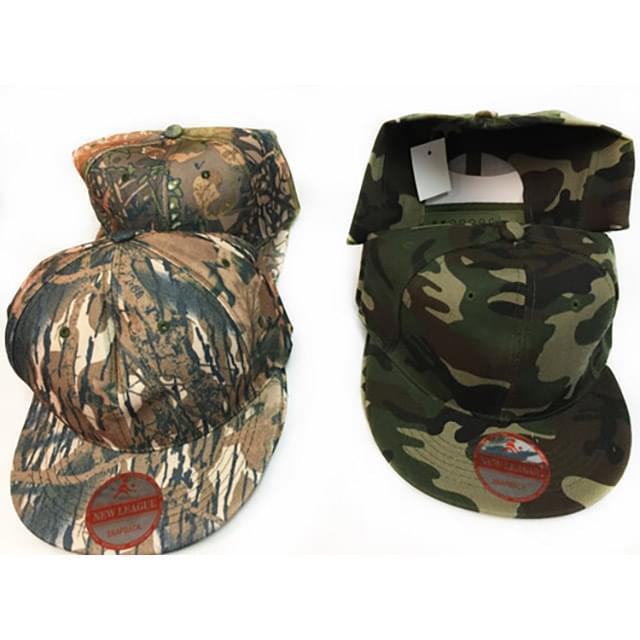 Wholesale Snap Back Flat Bill Assorted Plain Camo Hats