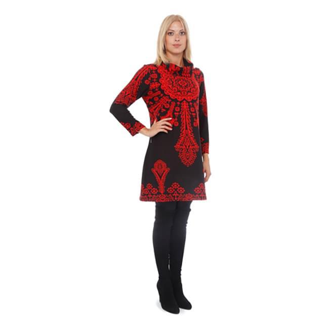 Red-On-Black Long Sweater Dresses - Assorted Plus Sizes