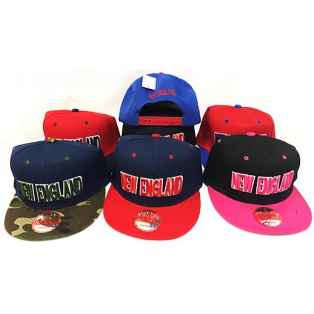 New England Flat Bill Snapback Hats - Assorted Colors image