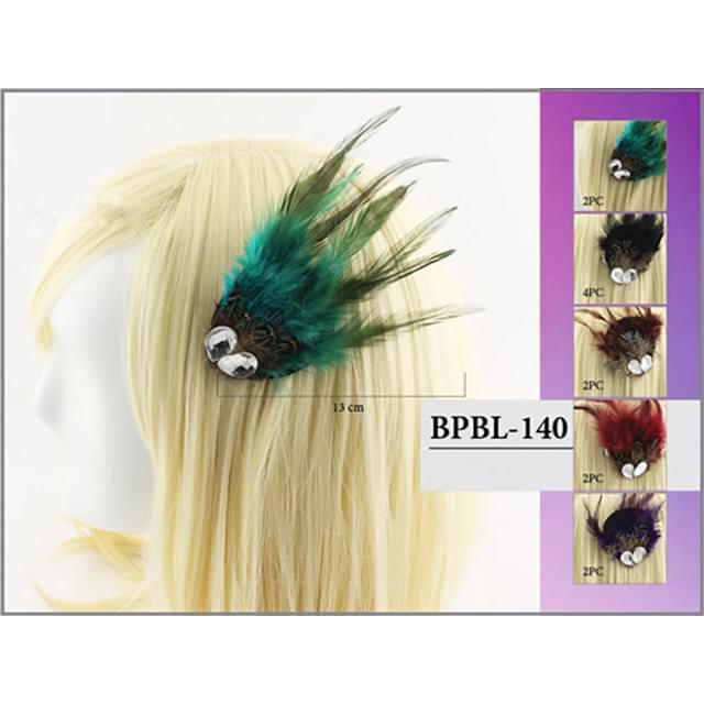 Large Rhinestone Feather Hair Pins - Assorted image