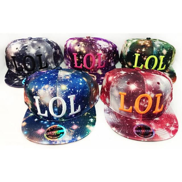 Galaxy Print "LOL" Snapback Flat Bill Design Hats image