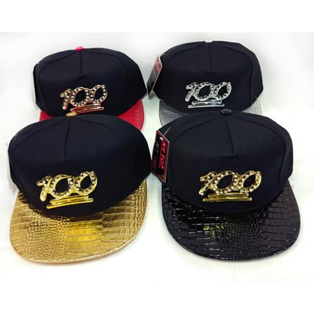 3D "100" Emoji Flat Bill Snapback Hats - Assorted image