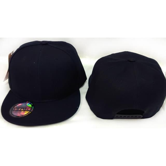 Plain Black Flat Bill Snapback Hats image