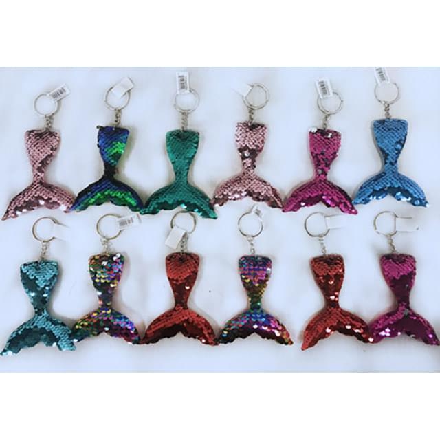 Wholesale Mermaid Tail Shaped Keychain with Sequins Assorted image