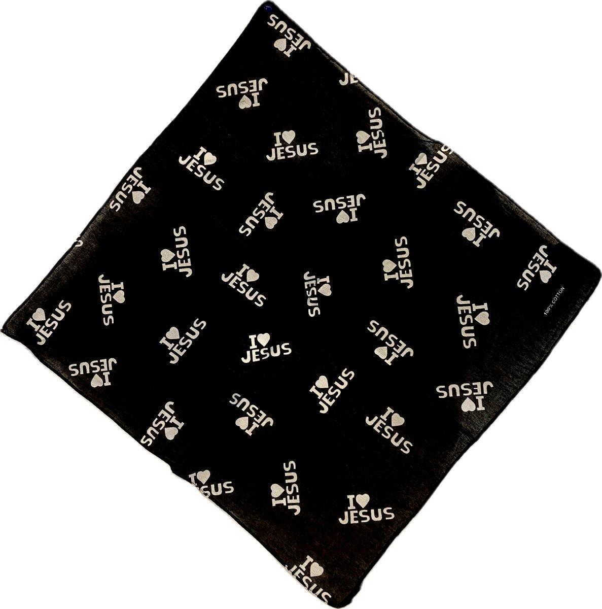 Cotton "I Love Jesus" Bandanas - Black image