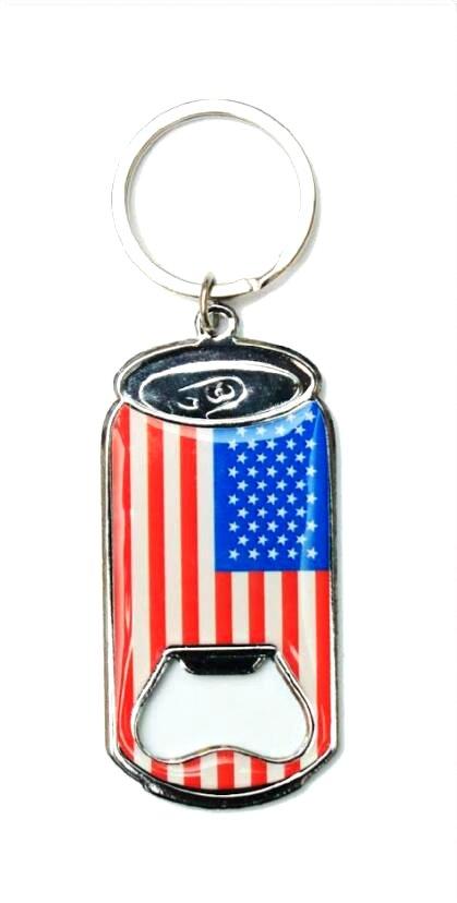 USA Flag Can-Shaped Bottle Opener Keychains image